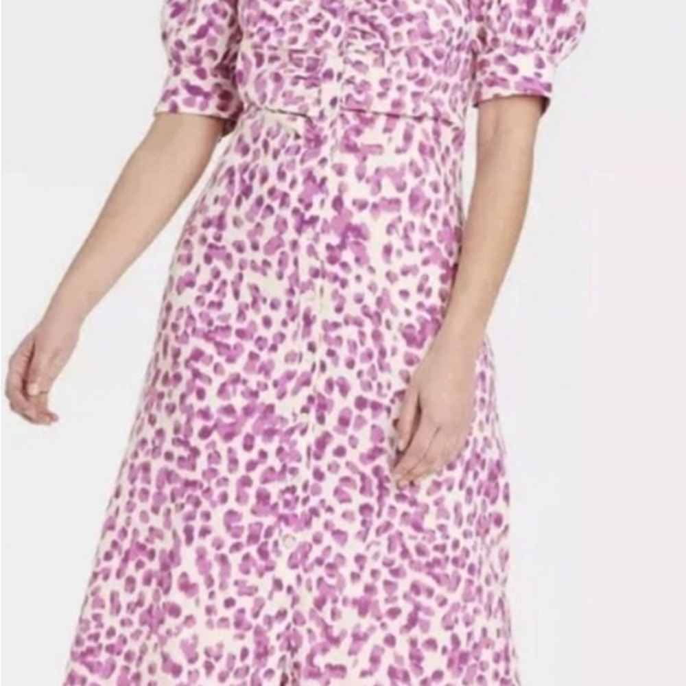 Who What Wear white with purple print midi dress